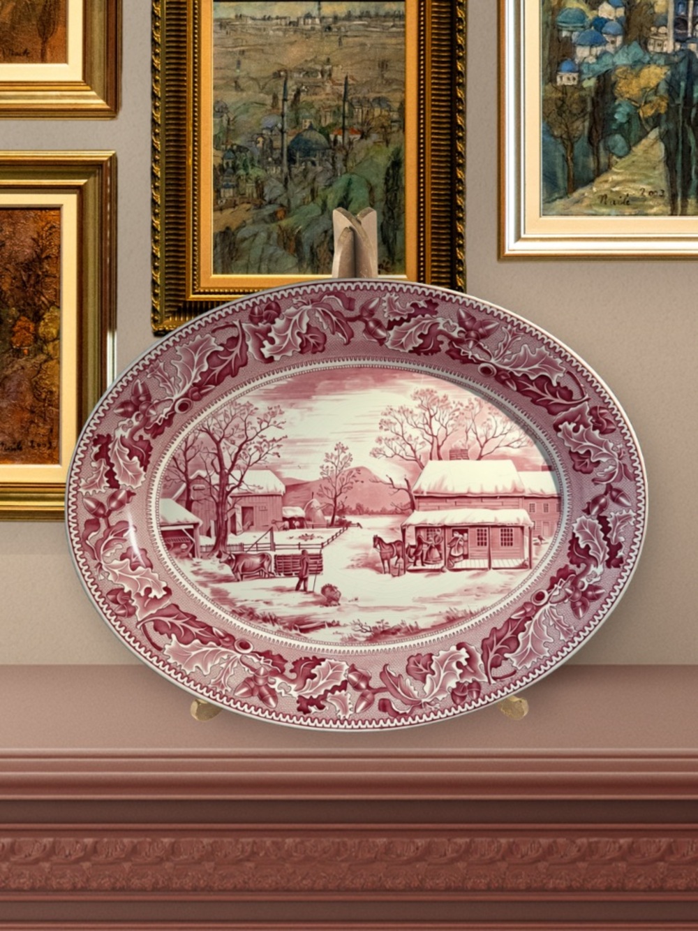 Johnson Bros. 1930s “Historic America Home for Thanksgiving” 20”x16” Platter